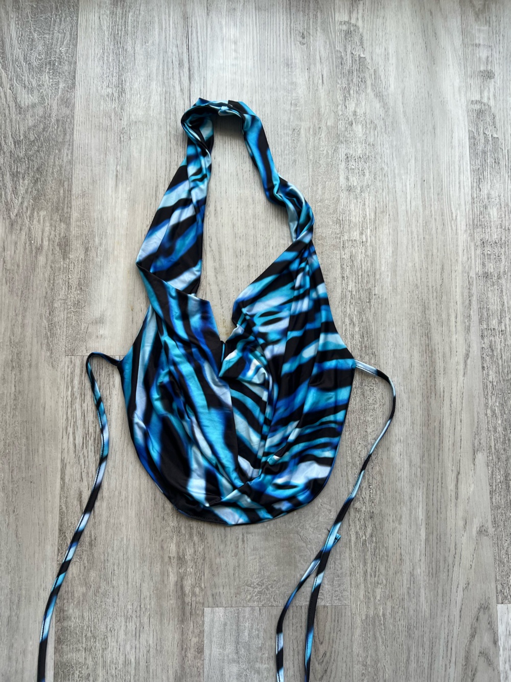 EGO Blue Zebra-Print Halter Cover-Up